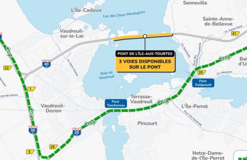 Pont de l’Île-aux-Tourtes : fermeture complète cette fin de semaine et nouvelle configuration à compter du lundi 27 novembre